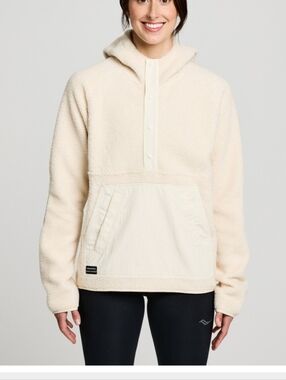 Saucony Saucony Recovery Sherpa  Hooded Pullover  Unisex Cream Medium